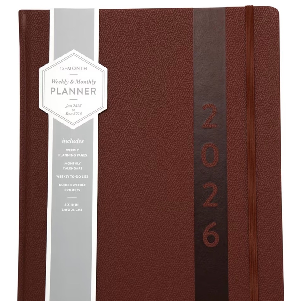 Eccolo Planner 2026 12-Month Weekly & Monthly Planner 10x8” Dark Brown